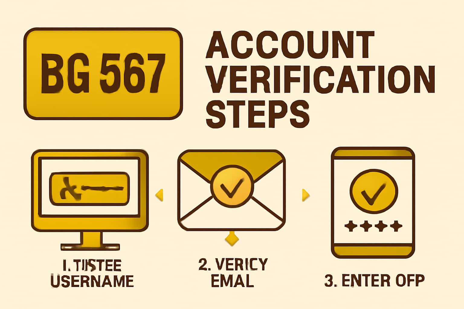 An informative scene depicting the verification steps for BG 567 accounts with clear textual representation.