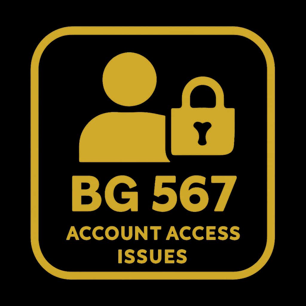 A simple badge design illustrating account access issues with the text BG 567.