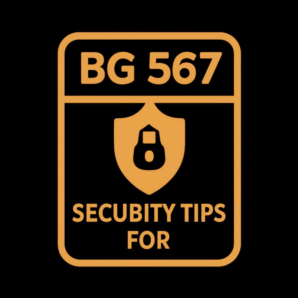 A badge design illustrating the concept of Security Tips for BG 567, emphasizing security and guidance.