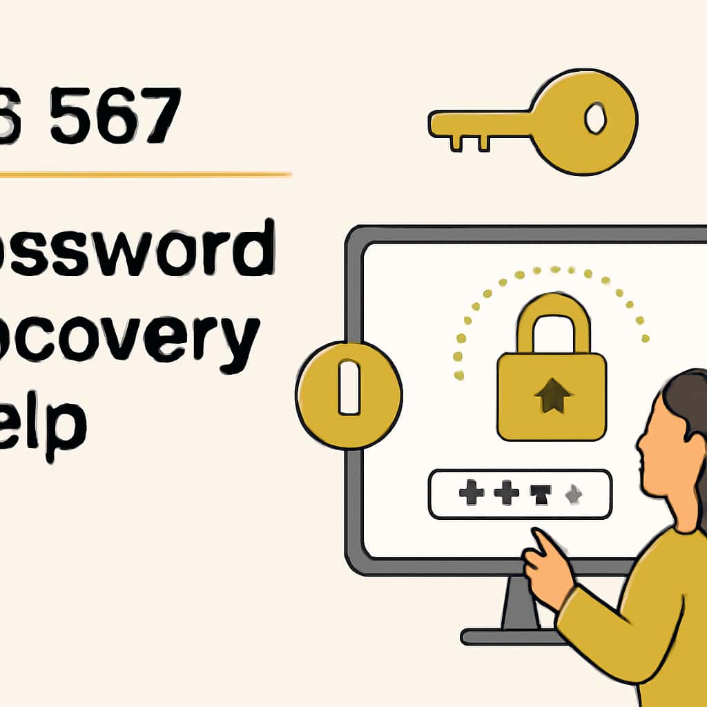 An educational diagram illustrating password recovery steps for BG 567.