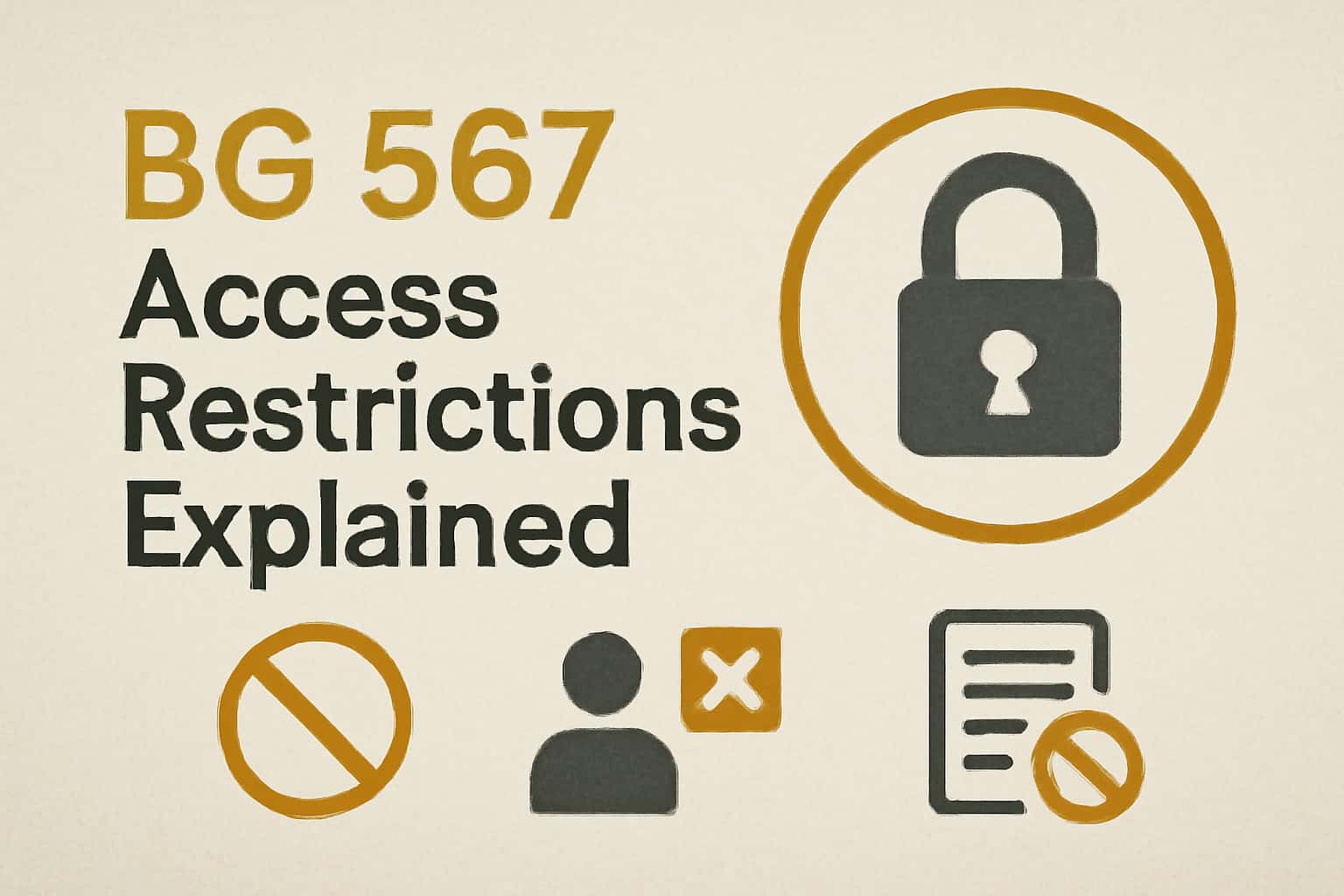 An informative graphic showcasing BG 567 access restrictions with relevant visuals.
