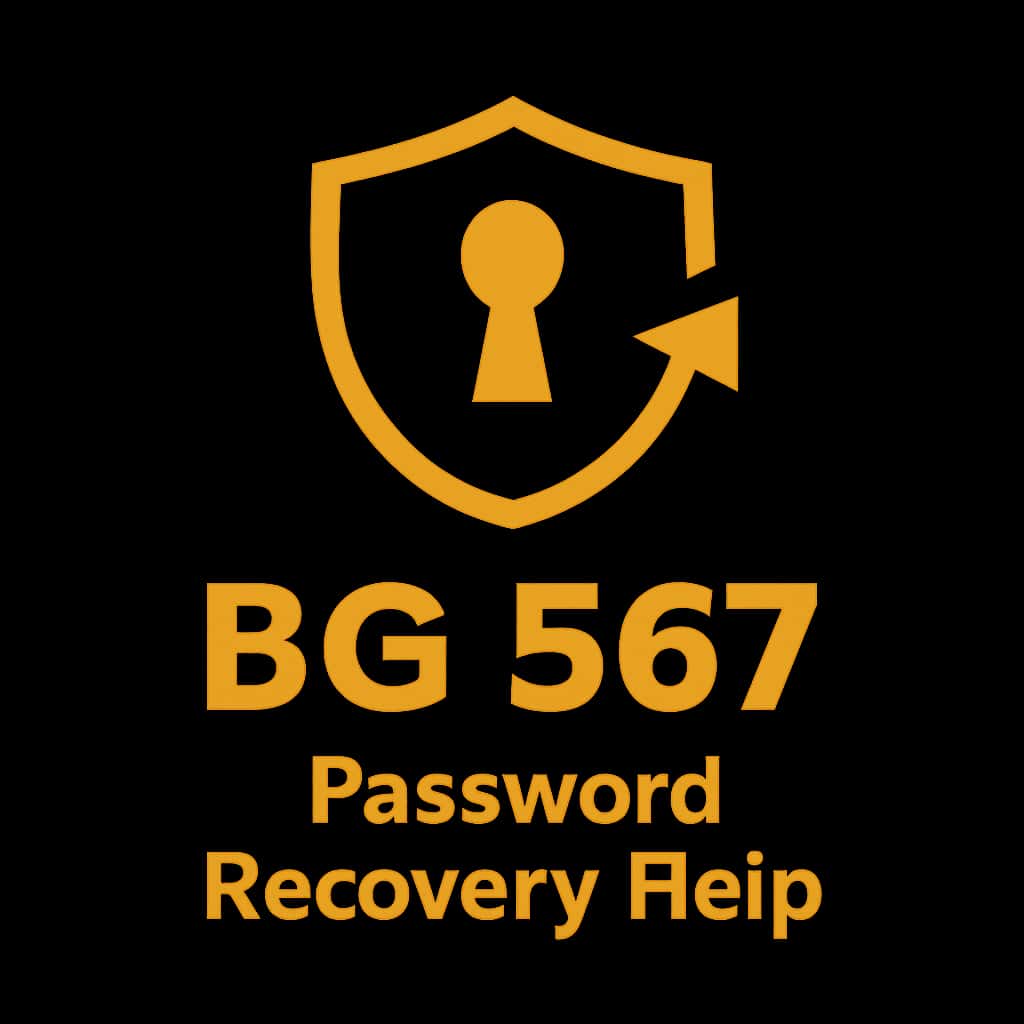 A professional badge representing BG 567 password recovery assistance.